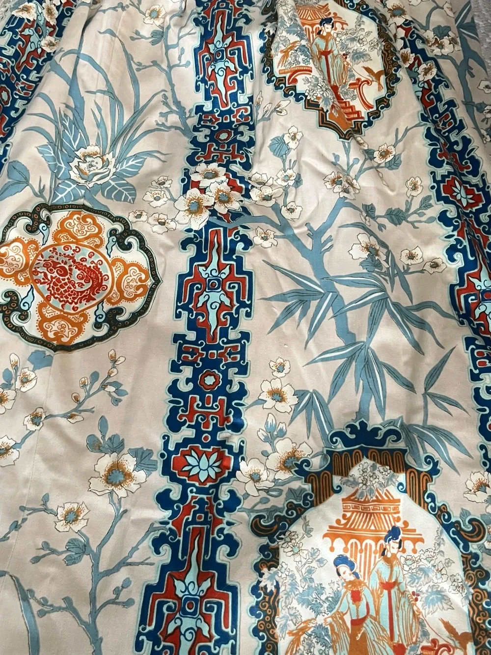 Vintage Mid Century Chinese Chinoiserie Curtain Panels